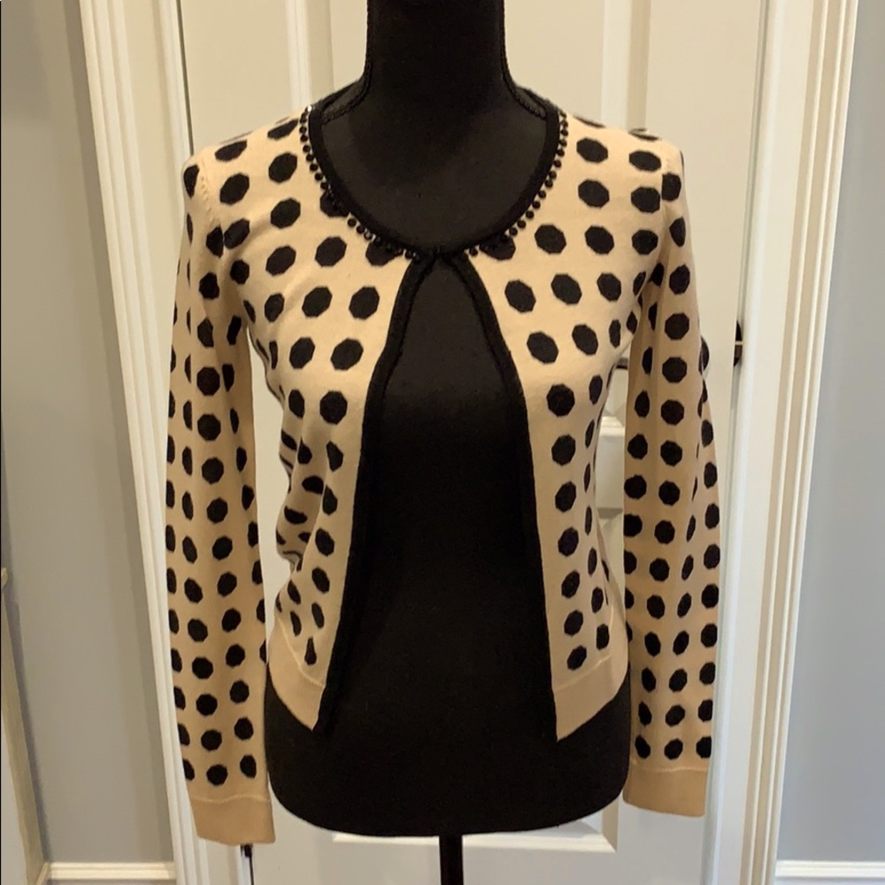 TRINA TURK JEWELED NECK CARDIGAN